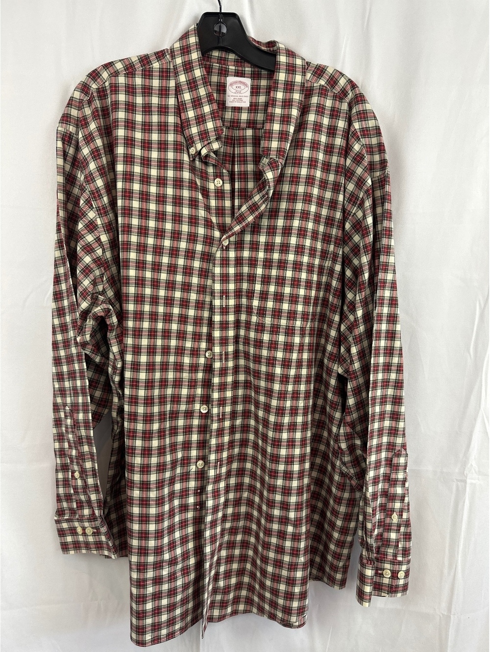 Brooks Brothers XXL 346 Red and Cream Plaid Button-Down Long